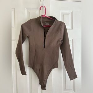 Dark Taupe Bodysuit with Zipper